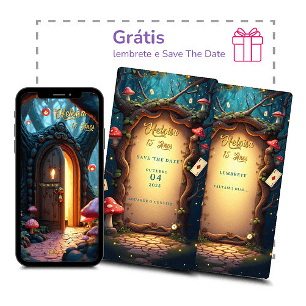 Convite Digital Animado 15 Anos Alice No País Das Maravilhas 5