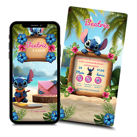 Convite Stitch Animado Interativo  Azul