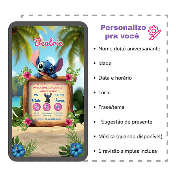 Convite Stitch Animado Interativo  Azul 4