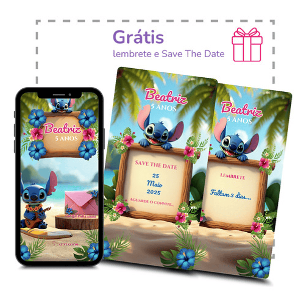 Convite Stitch Animado Interativo  Azul 6