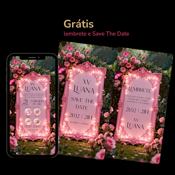 Convite Interativo Jardim Encantado 15 Anos  Rosa 6