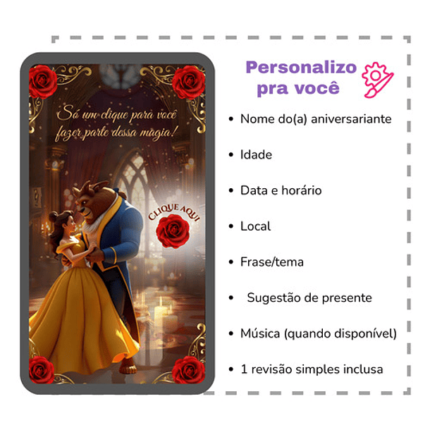 Convite Digital 15 Anos Bela E A Fera Vídeo Animado Vermelho 4