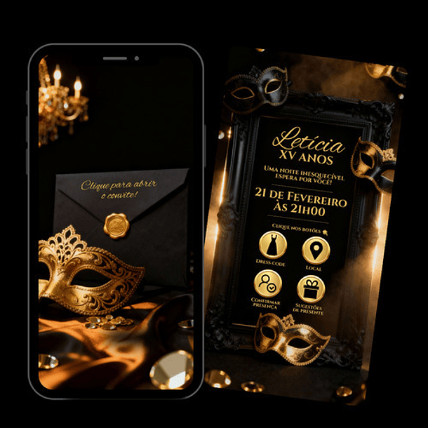 Convite Cinematográfico Interativo 15 Anos Preto 1