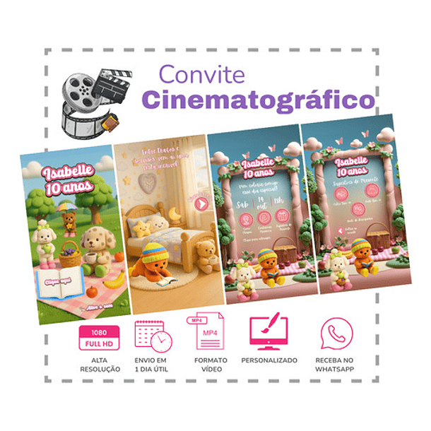 Convite Digital Animado Bobbie Goods Rosa-claro 3