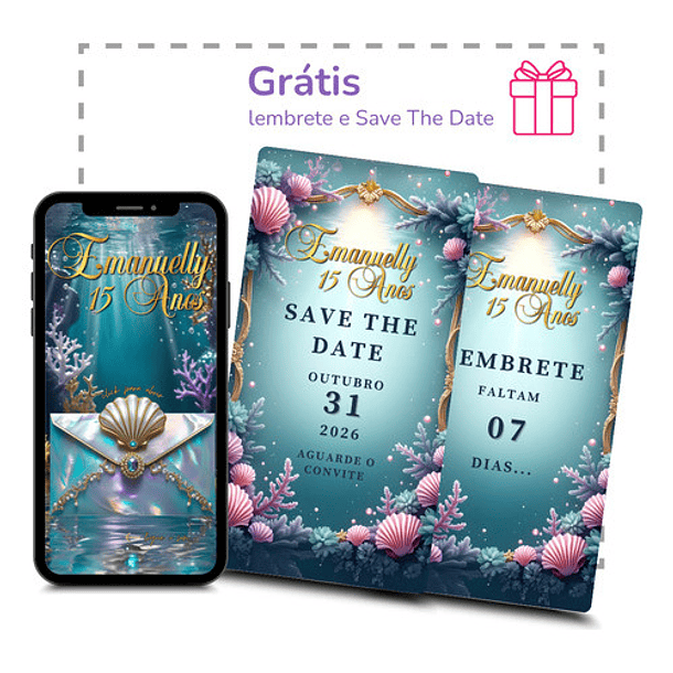 Convite Digital Animado 15 Anos Fundo Do Mar Azul-petróleo 5
