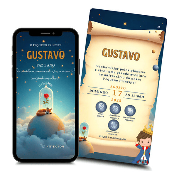 Convite Digital Animado Pequeno Príncipe Interativo 1