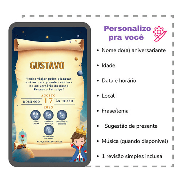 Convite Digital Animado Pequeno Príncipe Interativo 3