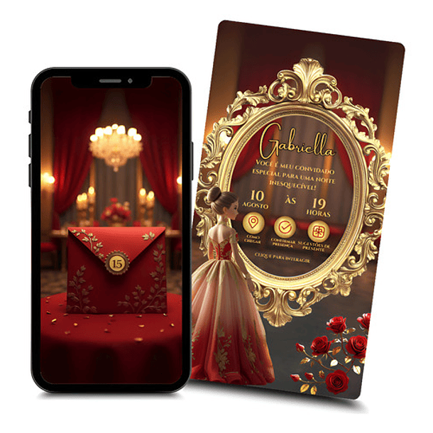 Convite  Animado 15 Anos Vídeo Cinematográficovermelho 2