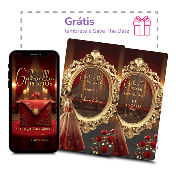 Convite  Animado 15 Anos Vídeo Cinematográficovermelho 6