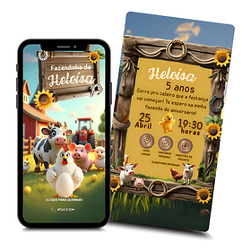 Convite Digital  Fazendinha Aniversário Infantil