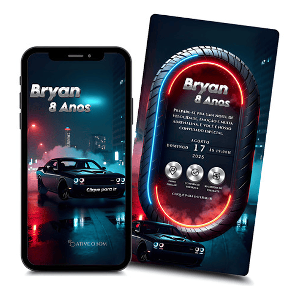 Convite Animado Velozes E Furiosos Cinza-escuro 1