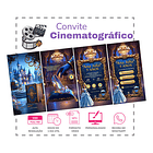 Convite Cinderela Interativo Animado + Brindes Azul-aço 2