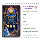 Convite Cinderela Interativo Animado + Brindes Azul-aço 3