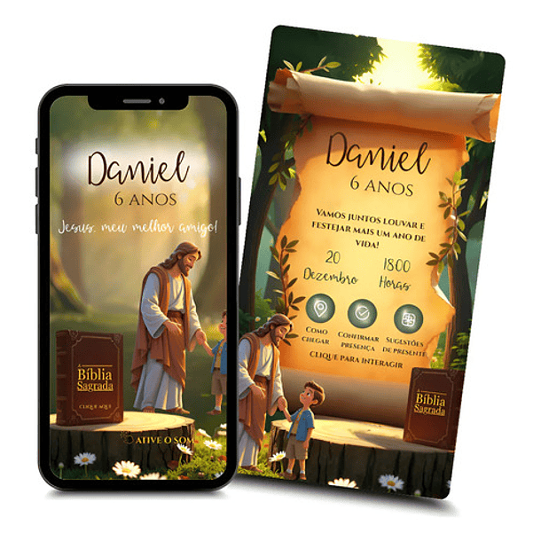 Convite Animado Jesus Infantil Cristão Evangélico 1