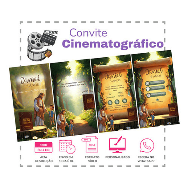 Convite Animado Jesus Infantil Cristão Evangélico 2