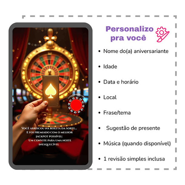 Convite Digital Animado 15 Anos Tema Las Vegas  Vermelho 4