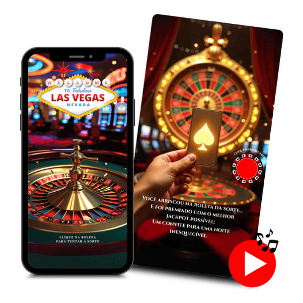 Convite Digital Animado 15 Anos Tema Las Vegas  Vermelho 8