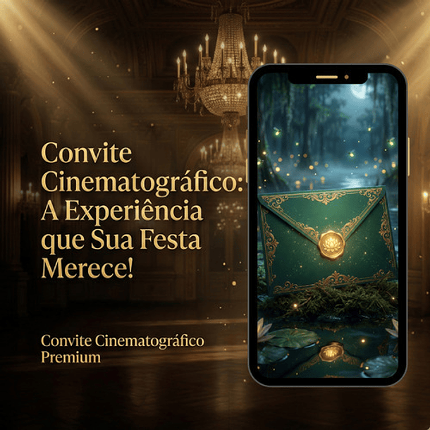 Convite Interativo Cinematográfico 15 Anos Verde-escuro 2