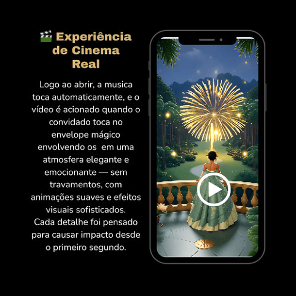 Convite Interativo Cinematográfico 15 Anos Verde-escuro 5