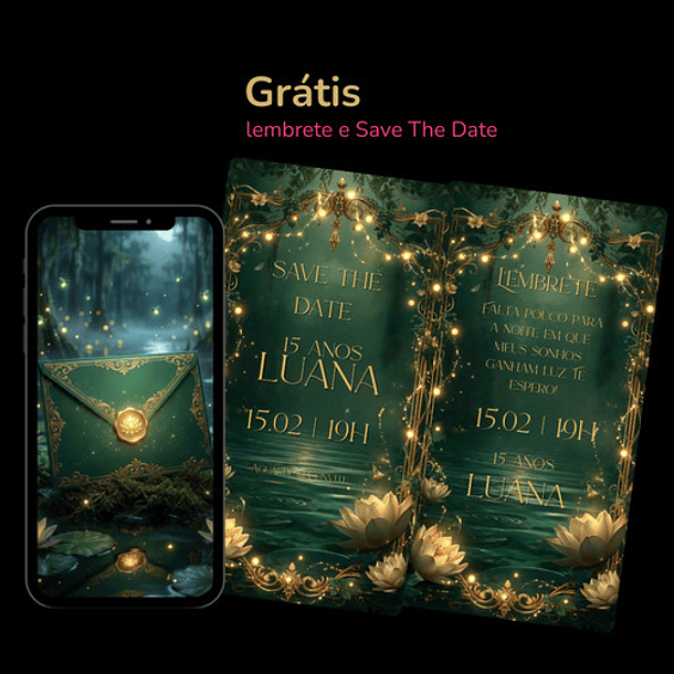 Convite Interativo Cinematográfico 15 Anos Verde-escuro 6