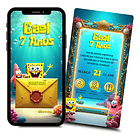 Convite Digital Animado Bob Esponja Interativo  Amarelo 3