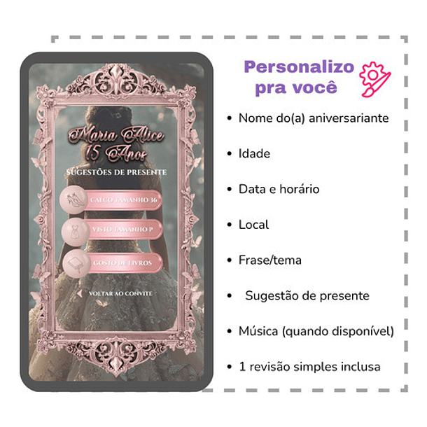 Convite Interativo Jardim Das Borboletas 15 Anos  Rosa-claro 3