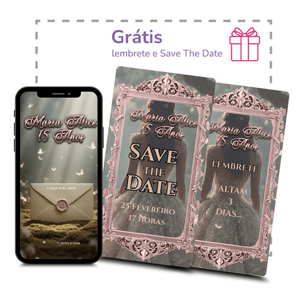 Convite Interativo Jardim Das Borboletas 15 Anos  Rosa-claro 5