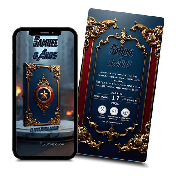 Convite Interativo Animado Vingadores  Infantil  Azul-escuro 1