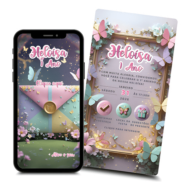 Convite Digital Interativo E Animado Borboletas 1