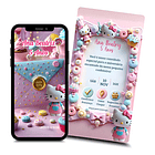 Convite Interativo Animado Hello Kitty Confeitaria  Rosa 1