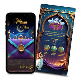 Convite Digital Animado 15 Anos Princesa Jasmine