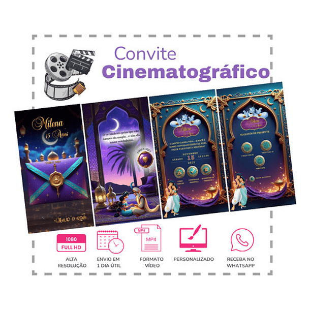 Convite Digital Animado 15 Anos Princesa Jasmine 2