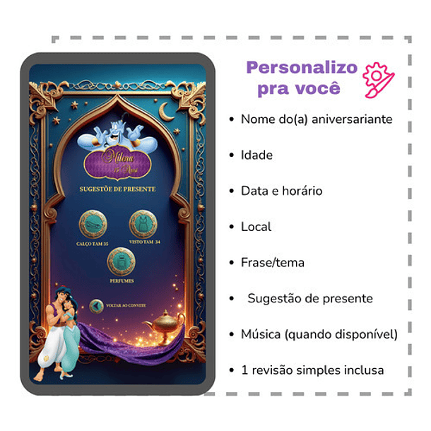 Convite Digital Animado 15 Anos Princesa Jasmine 3