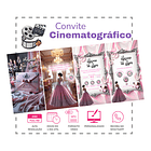 Convite Digital Animado 15 Anos Rosa Tema Princesa  Rosa 3