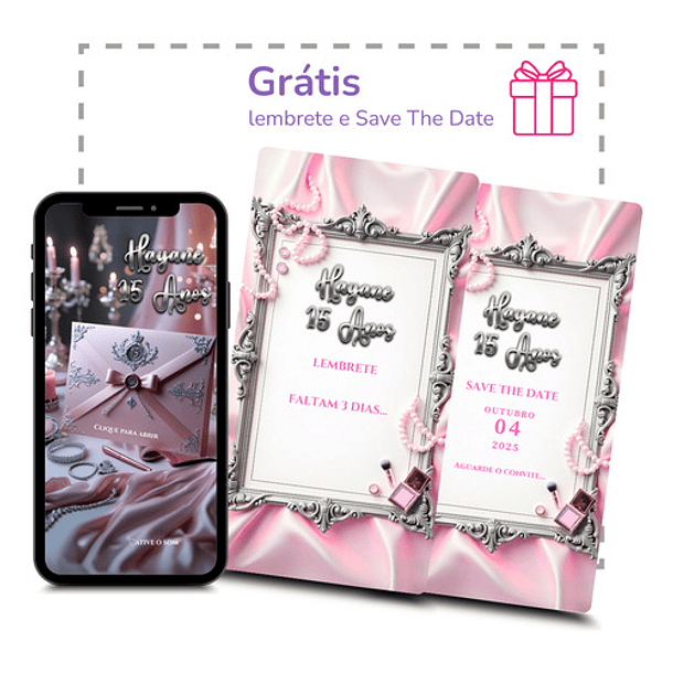 Convite Digital Animado 15 Anos Rosa Tema Princesa  Rosa 6