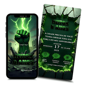 Convite Digital Animado Hulk Efeito Cinematográfico