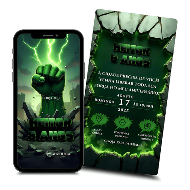 Convite Digital Animado Hulk Efeito Cinematográfico 1