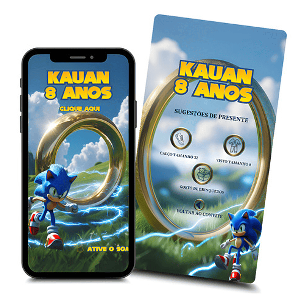 Convite Sonic Animado E Interativo  Azul 1