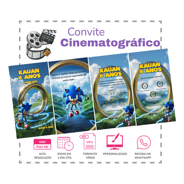 Convite Sonic Animado E Interativo  Azul 3