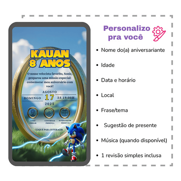 Convite Sonic Animado E Interativo  Azul 4