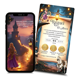 Convite Rapunzel Interativo Animado +brindes Lavanda