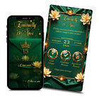 Convite Interativo Animado 15 Anos Princesa Tiana  Verde 1