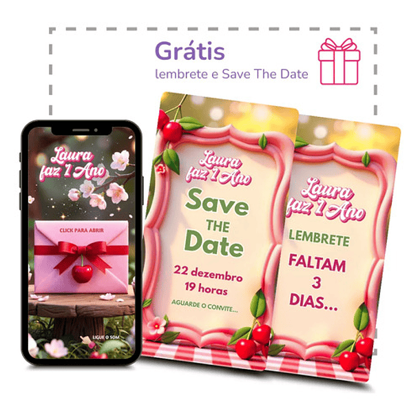 Convite Digital Animado Interativo Cerejinha Vermelho 5