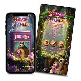 Convite Digital Animado Masha E O Urso Interativo  