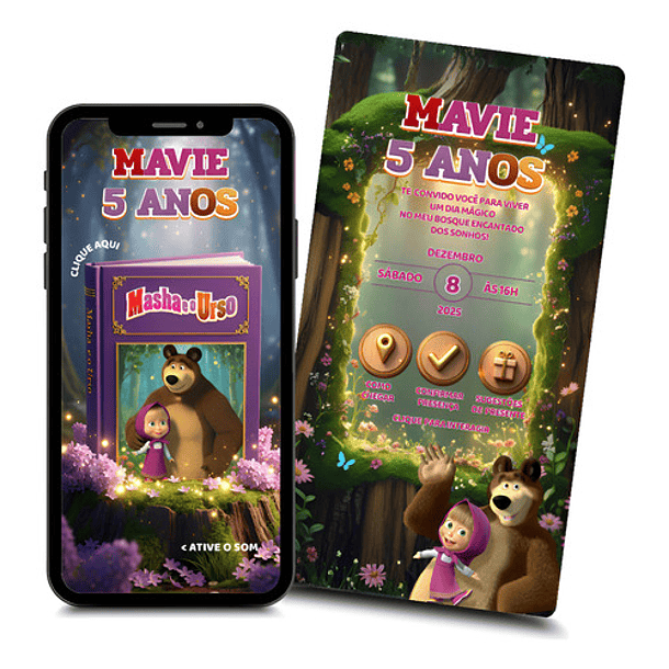 Convite Digital Animado Masha E O Urso Interativo   1
