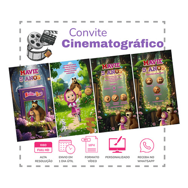 Convite Digital Animado Masha E O Urso Interativo   3