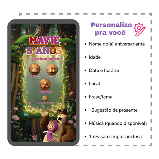 Convite Digital Animado Masha E O Urso Interativo   4