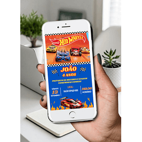 Convite Digital Hot Wheels Aniversário Envio Imediato 
