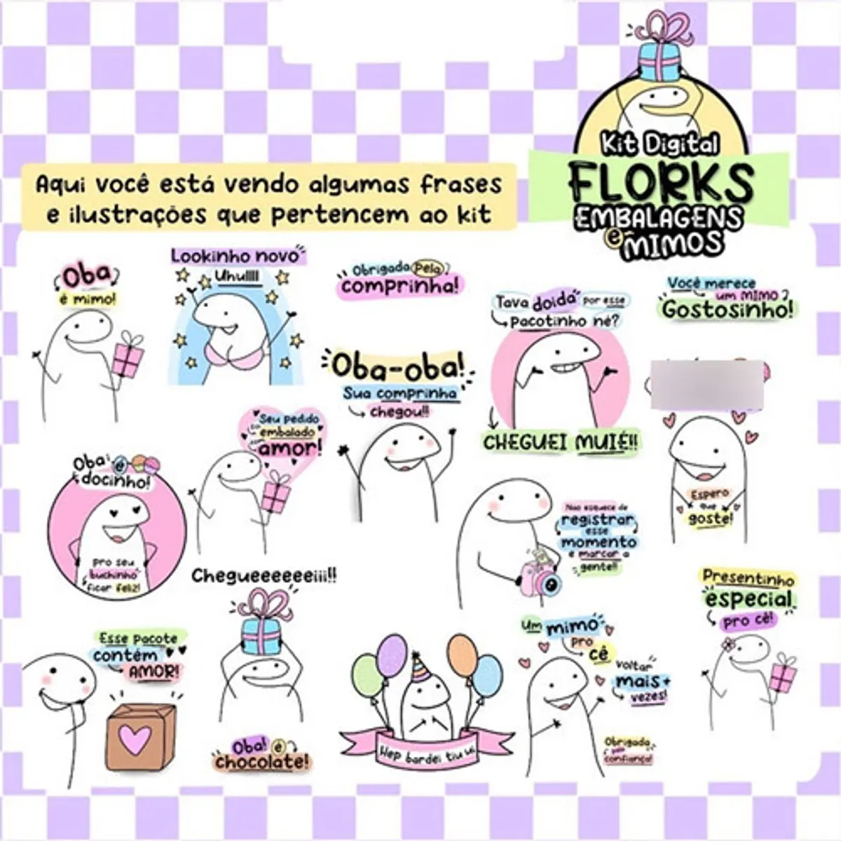 Kit Digital Florks Embalagens E Mimos Ilustrações Meme Caixa | Kriato ...