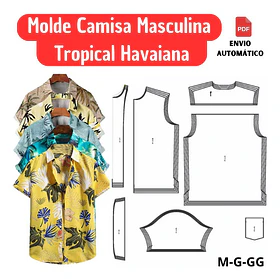 Molde Camisa Masculina Manga Curta - Digital Envio Imediato